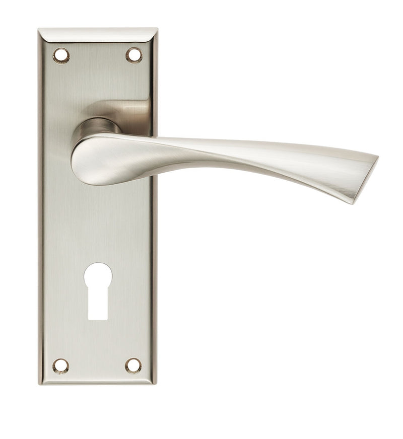 Venti Lever On Face-Fix Backplate - Lock 57Mm - Satin Nickel