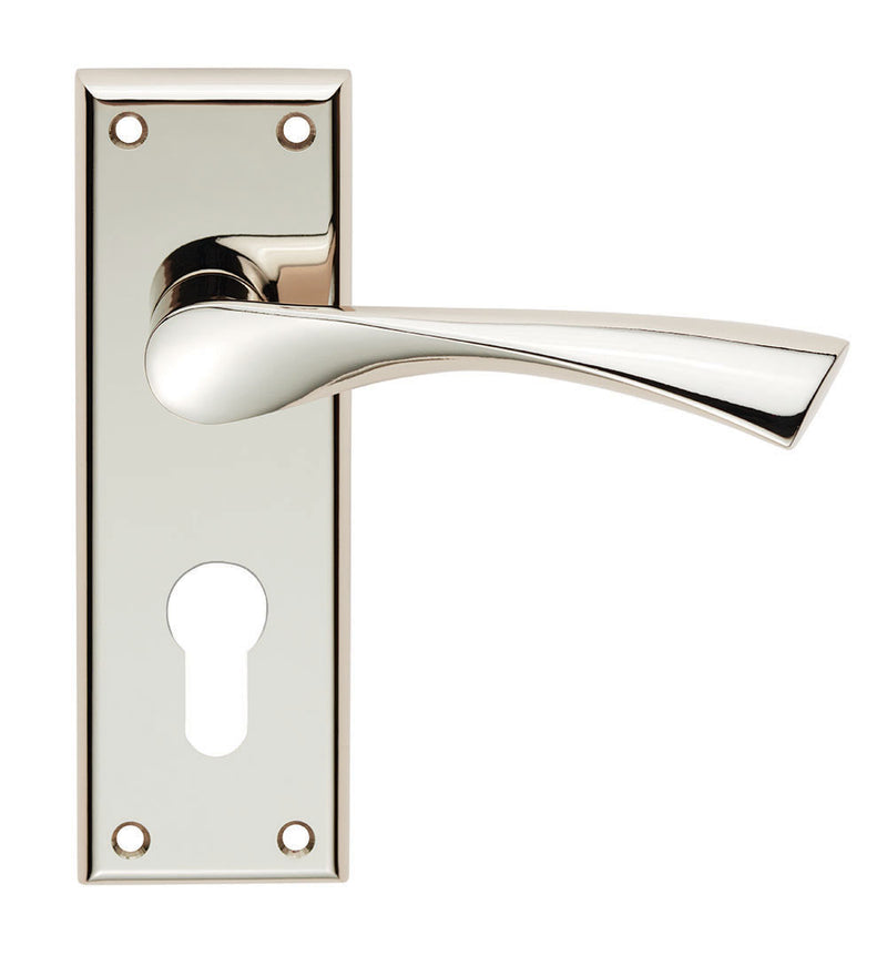 Venti Lever On Face-Fix Backplate - Euro 47.5Mm - Polished Nickel