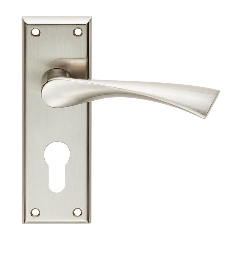 Venti Lever On Face-Fix Backplate - Euro 47.5Mm - Satin Nickel