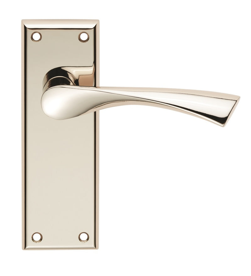 Venti Lever On Face-Fix Backplate - Latch - Polished Nickel