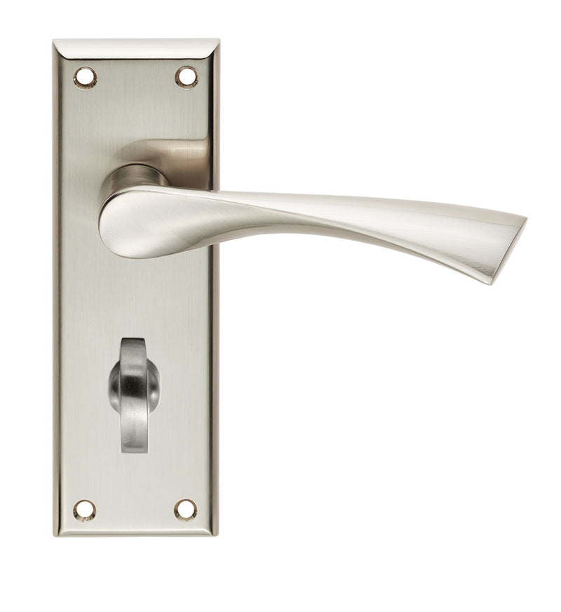 Venti Lever On Face-Fix Backplate - Bathroom 57Mm - Retail Pack - Satin Nickel
