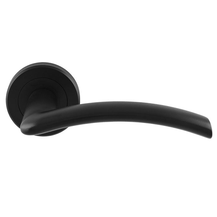 Trenta Lever On Sprung Screw-On Round Rose - Retail Pack - Matt Black