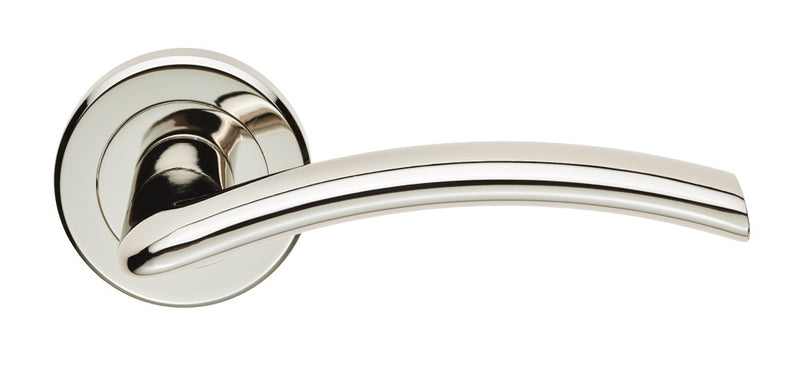 Trenta Lever On Sprung Screw-On Round Rose - Polished Nickel