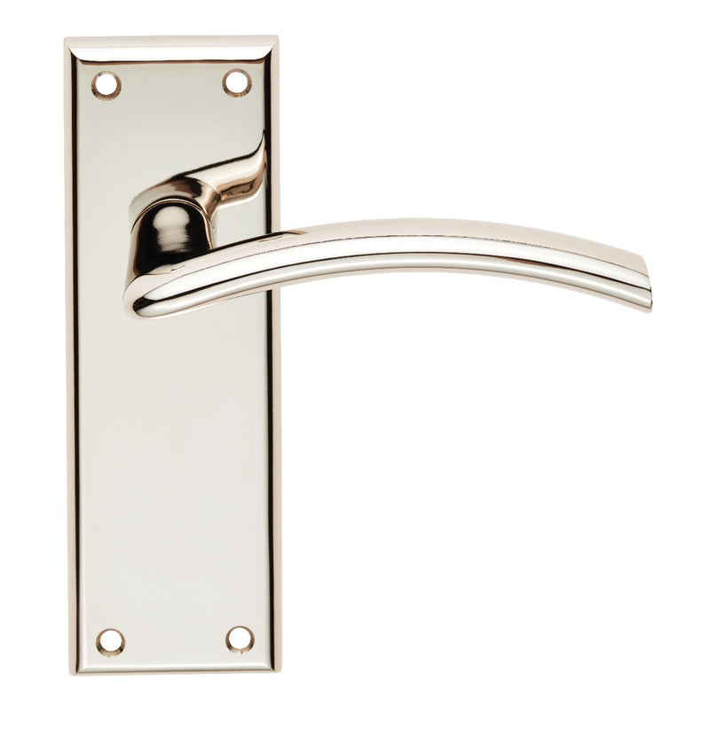 Trenta Lever On Face-Fix Backplate - Latch - Polished Nickel