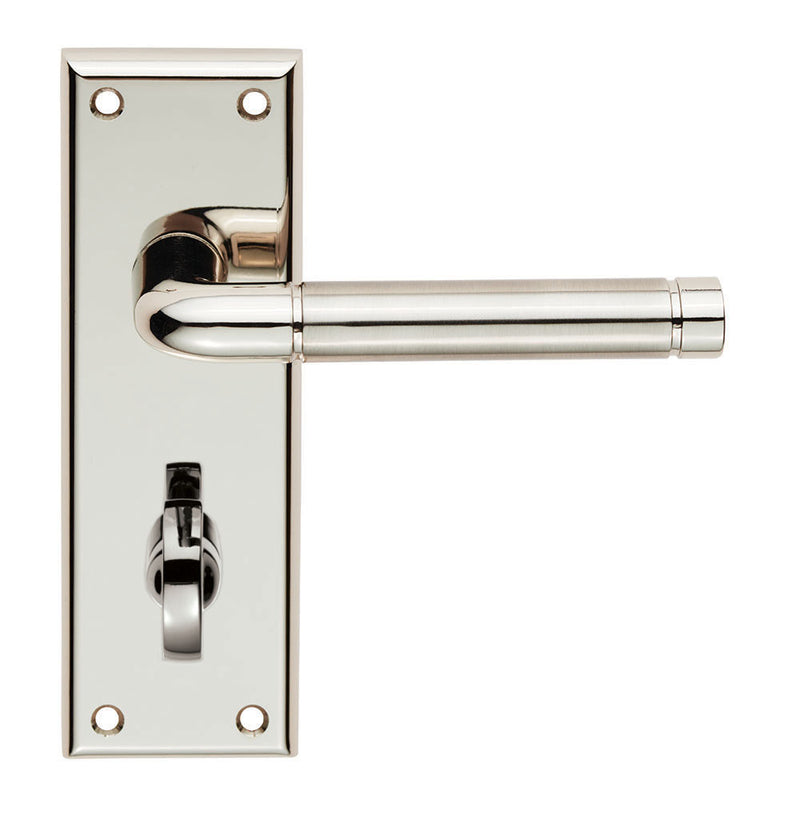 Quaranta Lever On Face-Fix Backplate - Bathroom 57Mm - Polished Nickel/Satin Nickel