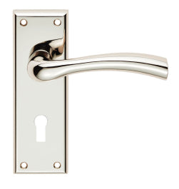 Cinquanta Lever On Face-Fix Backplate - Lock 57Mm - Retail Pack - Polished Nickel