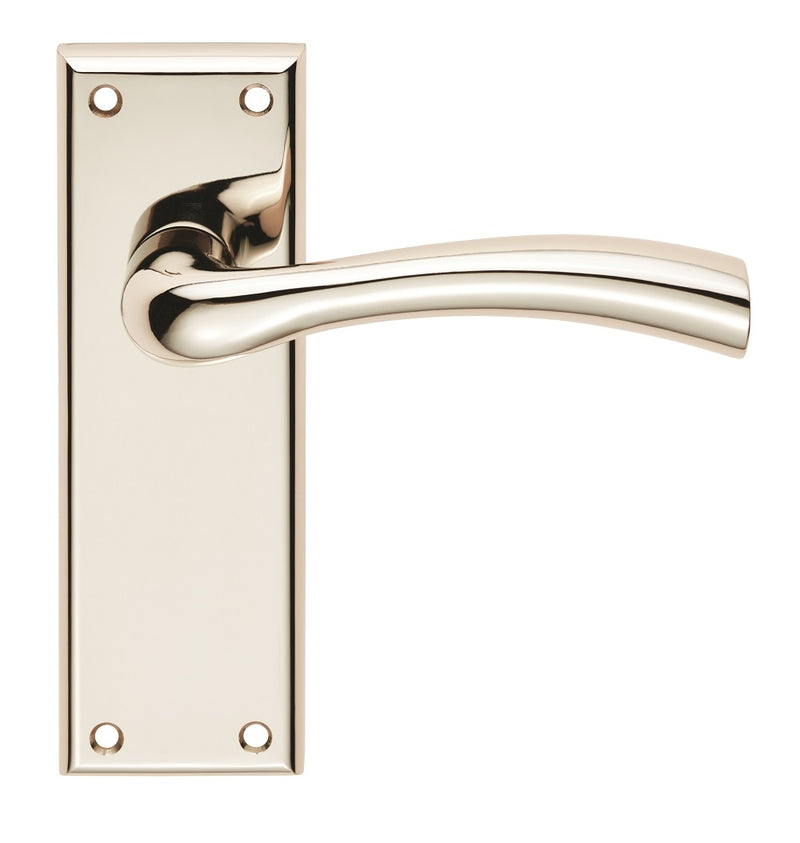 Cinquanta Lever On Face-Fix Backplate - Latch - Retail Pack - Polished Nickel