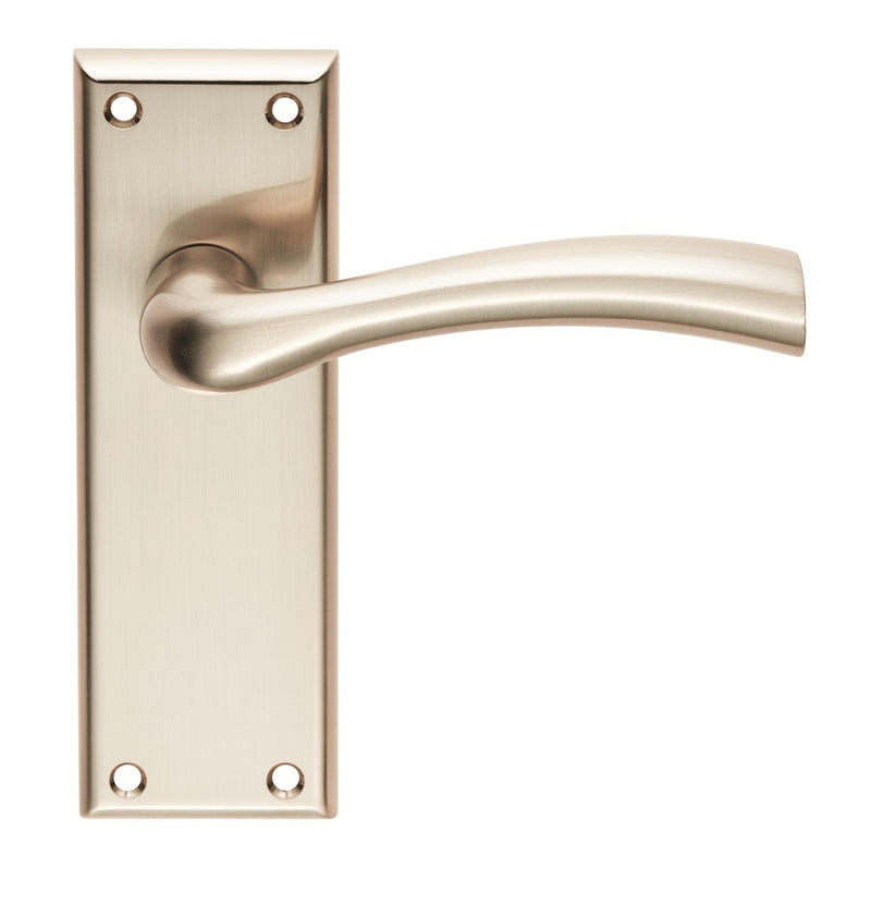 Cinquanta Lever On Face-Fix Backplate - Latch - Satin Nickel
