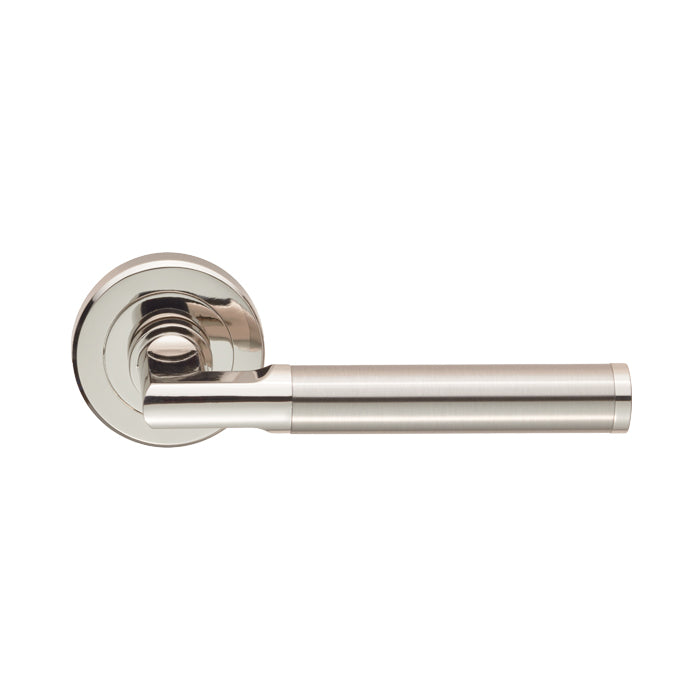 Sessanta Lever On Sprung Screw-On Round Rose - Polished Nickel/Satin Nickel