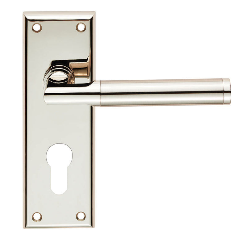 Sessanta Lever On Face-Fix Backplate - Euro 47.5Mm - Polished Nickel/Satin Nickel