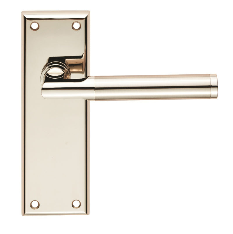 Sessanta Lever On Face-Fix Backplate - Latch - Polished Nickel/Satin Nickel