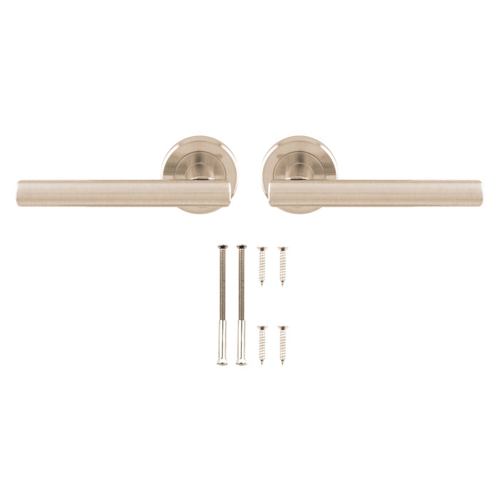 Settanta Lever On Sprung Screw-On Round Rose - Retail Pack - Satin Nickel