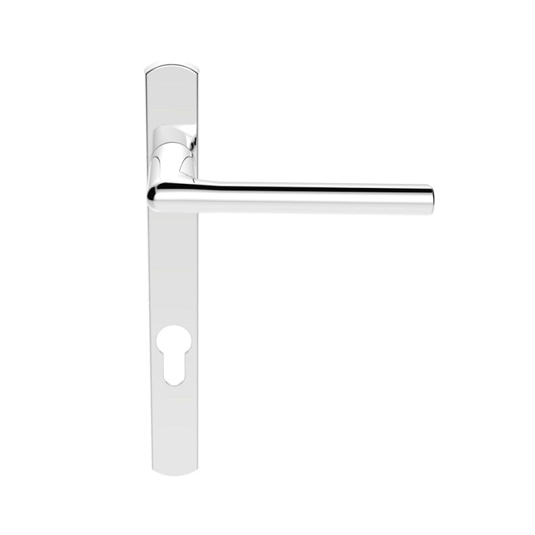 Serozzetta Rosa Lever On Narrow Plate - Lock Euro Profile 92Mm C/C - Polished Chrome 220MM x 26MM