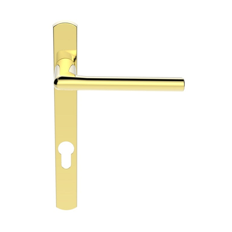 Serozzetta Rosa Lever On Narrow Plate - Lock Euro Profile 92Mm C/C - Stainless Brass 220MM x 26MM