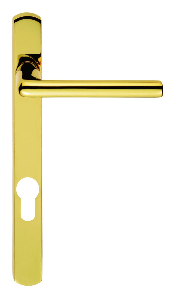 Serozzetta Rosa Lever On Narrow Plate - Lock Euro Profile 92Mm C/C - Stainless Brass 220MM x 26MM