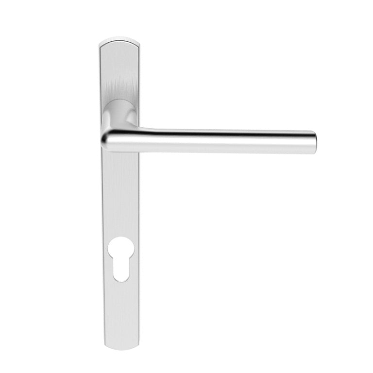 Serozzetta Rosa Lever On Narrow Plate - Lock Euro Profile 92Mm C/C - Satin Chrome 220MM x 26MM