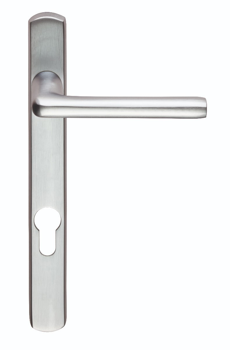 Serozzetta Rosa Lever On Narrow Plate - Lock Euro Profile 92Mm C/C - Satin Chrome 220MM x 26MM