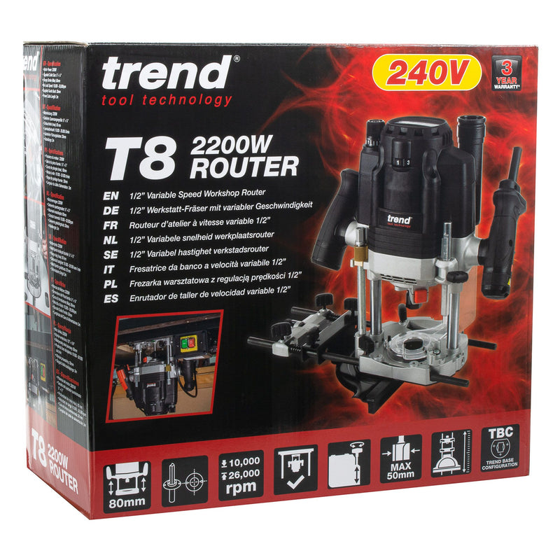 T8EK - 2200W 1/2" Dual-Mode Plunge Router 240V UK& Ireland only