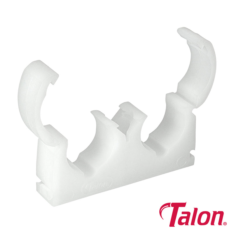 Talon Double Hinged Pipe Clips White - 15mm