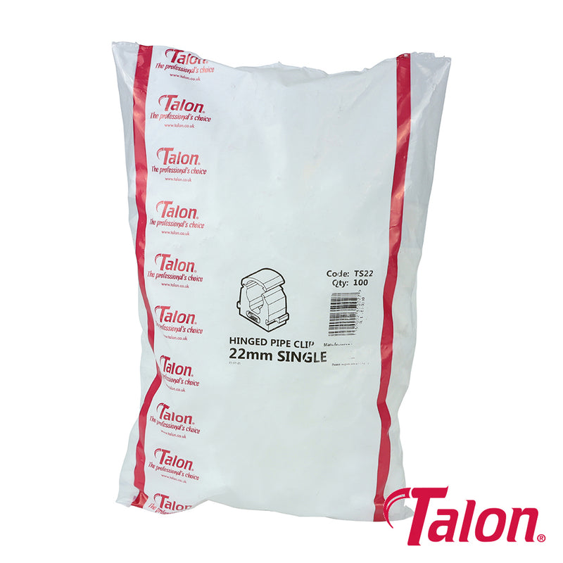 Talon Double Hinged Pipe Clips White - 15mm
