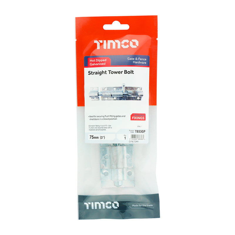 TIMCO Straight Tower Bolt — Bag