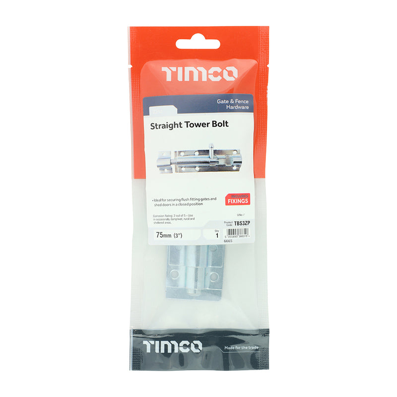 TIMCO Straight Tower Bolt — Bag