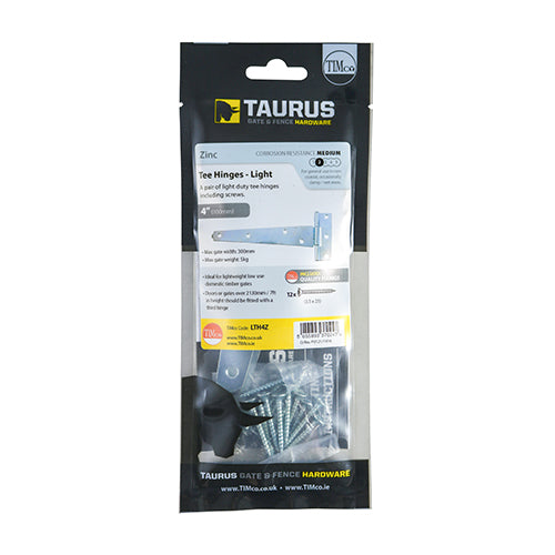 TIMCO Light Tee Hinges Black - 10"