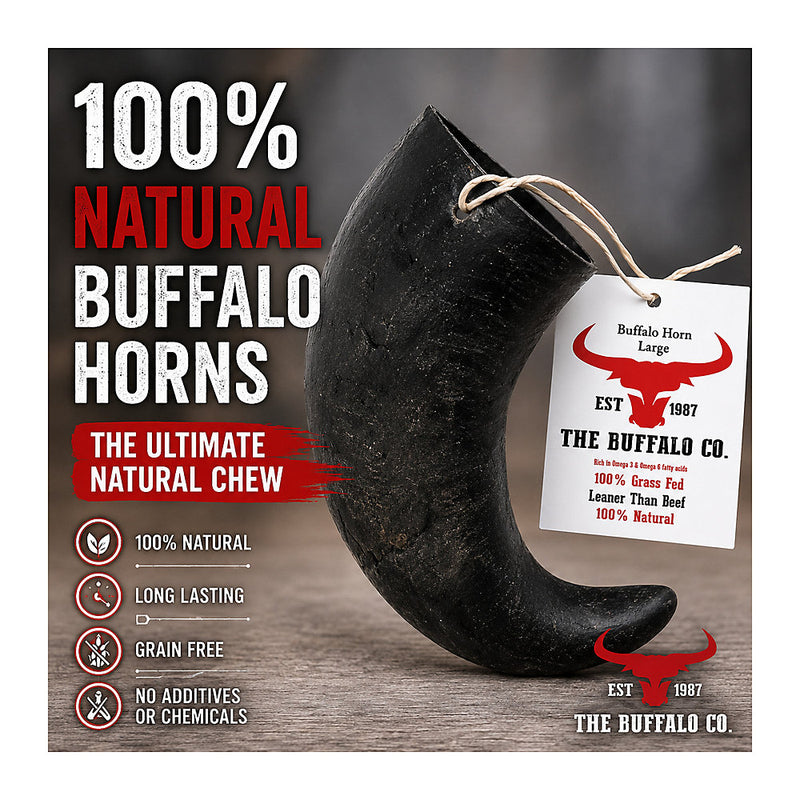 The Buffalo Co. Buffalo Horns for Dogs Small 4-5 Inch Natural Dog Chews - 3800