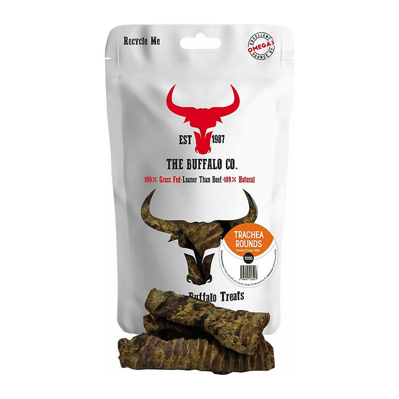 The Buffalo Co. Buffalo Trachea Rounds for Dogs 100g - Natural Chew Treats