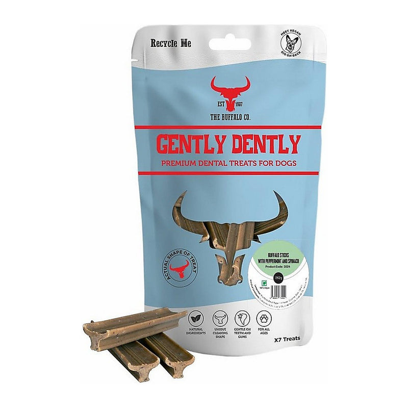 The Buffalo Co. Gently Dently Dog Treats - Fresh Breath Mint, Vegan, Gluten Free - 3024