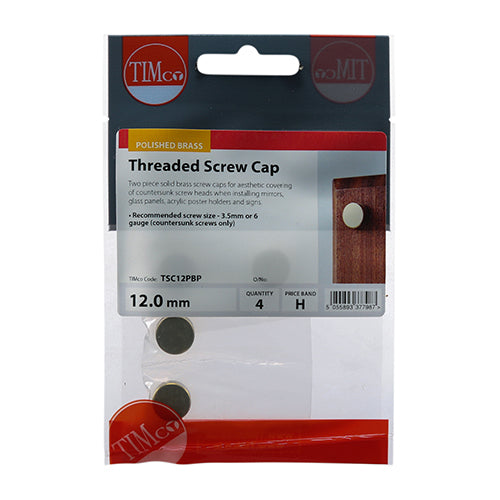 TIMCO Threaded Screw Caps Solid Brass — Trade Pack