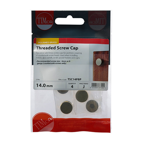 TIMCO Threaded Screw Caps Solid Brass — Trade Pack