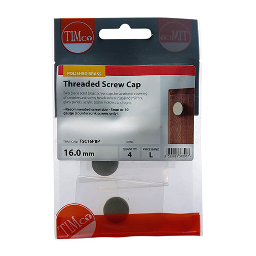 TIMCO Threaded Screw Caps Solid Brass — Trade Pack