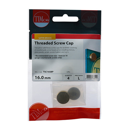 TIMCO Threaded Screw Caps Solid Brass — Trade Pack