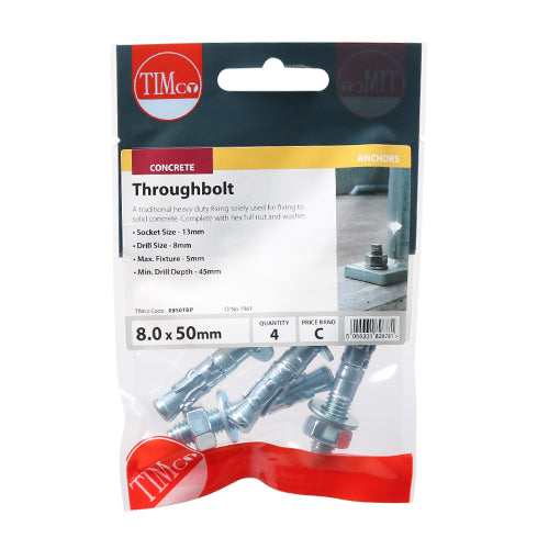 TIMCO Throughbolts Silver — Trade Pack
