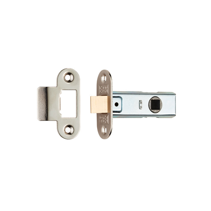 Tubular Latch 2.5 - Rounded Strike & Forend - Nickel Plated 64