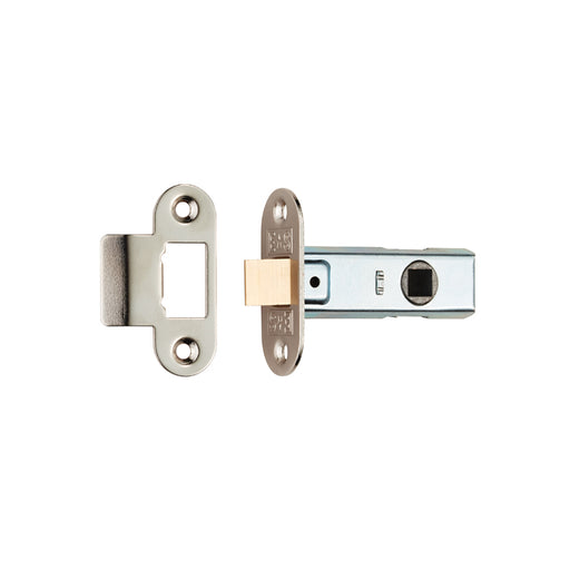 Tubular Latch 2.5 - Rounded Strike & Forend - Nickel Plated 64