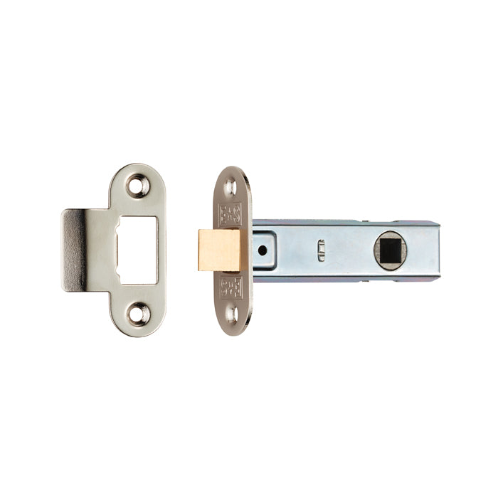 Tubular Latch 3 - Rounded Strike & Forend - Nickel Plated