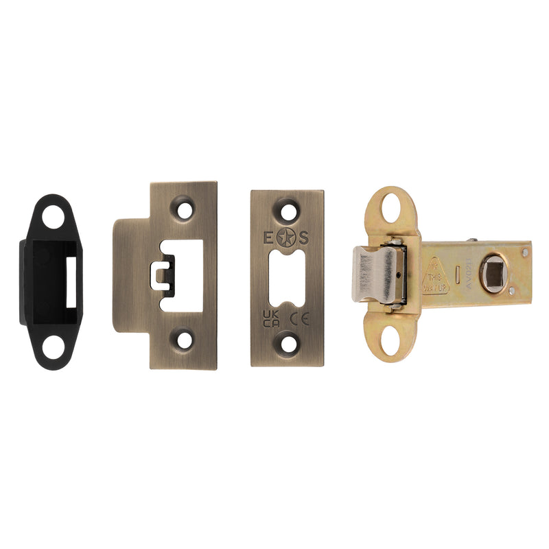 64Mm Heavy Duty Tubular Latch - 8Mm Follower - Square - Antique Brass