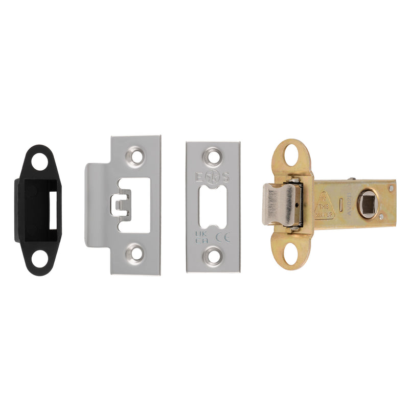 64Mm Heavy Duty Tubular Latch - 8Mm Follower - Square - Bright Stainless Steel