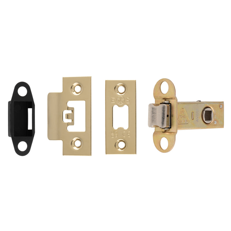 64Mm Heavy Duty Tubular Latch - 8Mm Follower - Radius - Stainless Brass