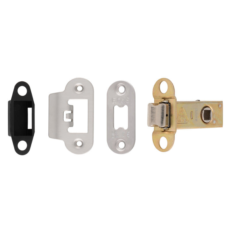 64Mm Heavy Duty Tubular Latch - 8Mm Follower - Radius - Satin Stainless Steel