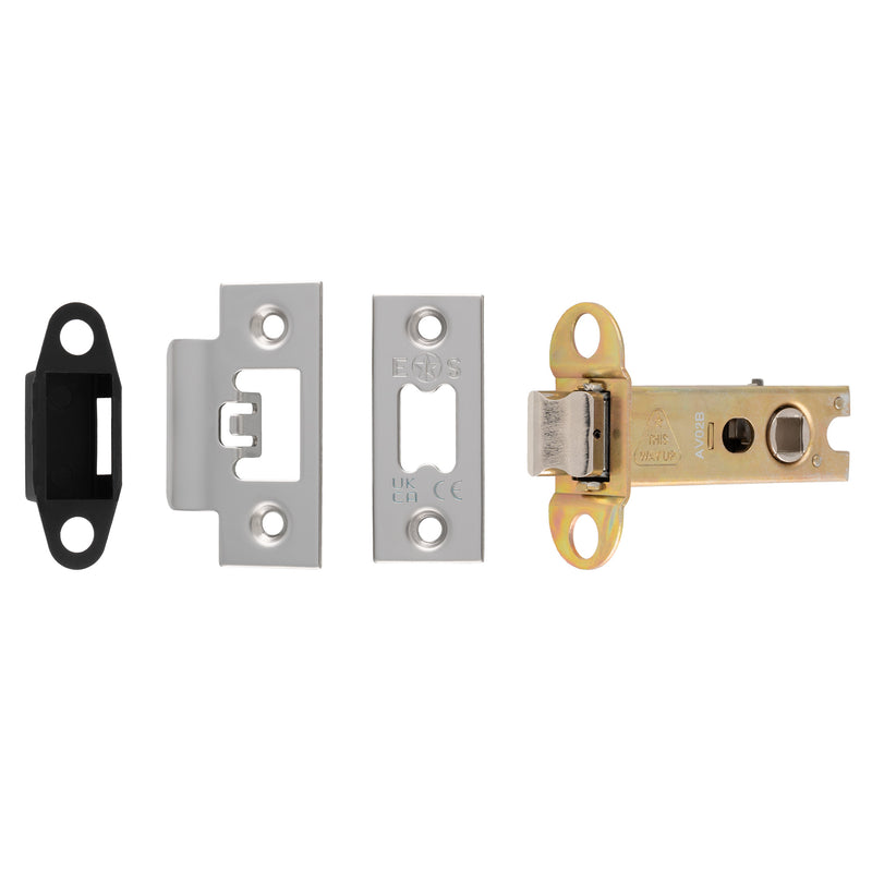 76Mm Heavy Duty Tubular Latch - 8Mm Follower - Square - Bright Stainless Steel