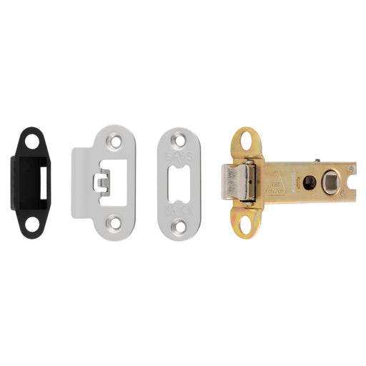 76Mm Heavy Duty Tubular Latch - 8Mm Follower - Radius - Bright Stainless Steel
