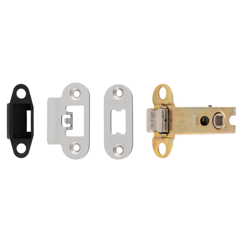 76Mm Heavy Duty Tubular Latch - 8Mm Follower - Radius - Bright Stainless Steel