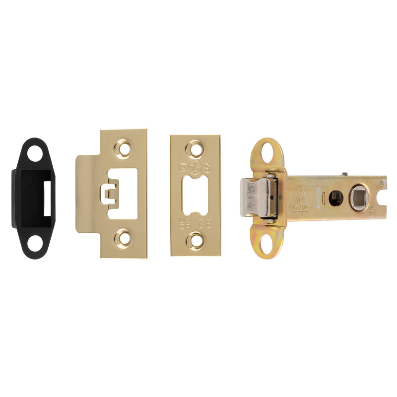 76Mm Heavy Duty Tubular Latch - 8Mm Follower - Radius - Stainless Brass