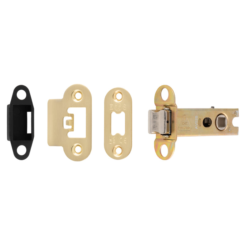 76Mm Heavy Duty Tubular Latch - 8Mm Follower - Radius - Satin Brass