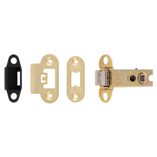 76Mm Heavy Duty Tubular Latch - 8Mm Follower - Radius - Satin Brass