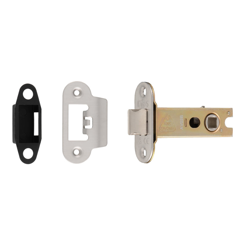 76Mm Heavy Duty Tubular Latch - 8Mm Follower - Radius - Satin Stainless Steel