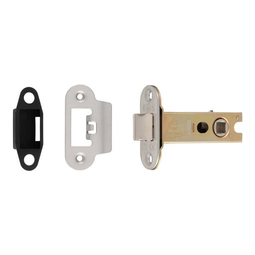 76Mm Heavy Duty Tubular Latch - 8Mm Follower - Radius - Satin Stainless Steel